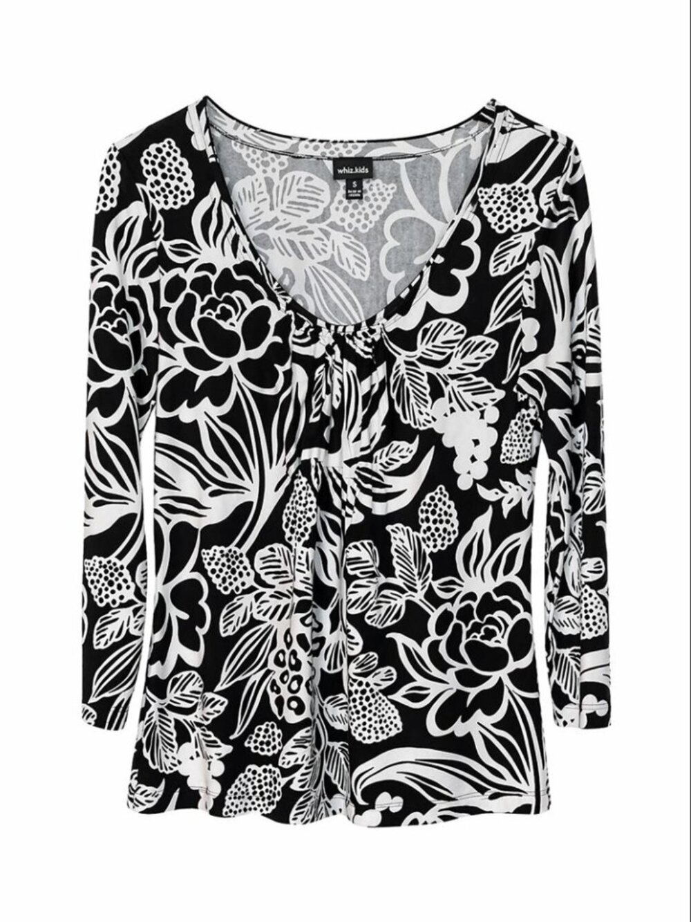 RAFAELLA Black & White Printed Top